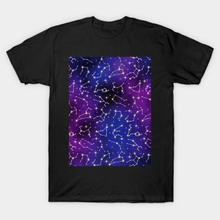 Galaxy And Zodiac Constellation Art T-Shirt